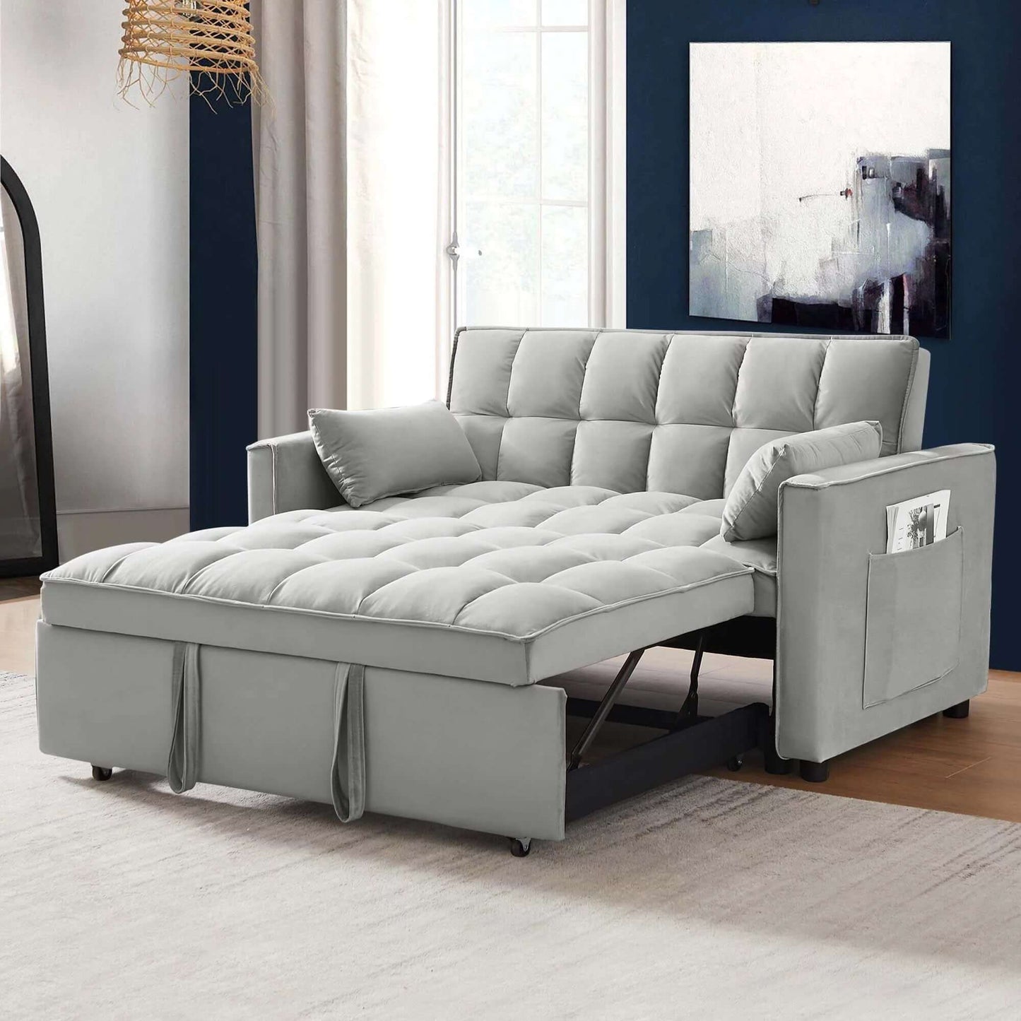 Loveseat Convertible Sleeper Sofa Bed, Gray