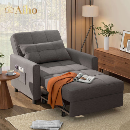 3 in 1 Convertible Sofa Bed Chair for Living Room , Sleeper Sofa Bed for Living Room , Dark Gray