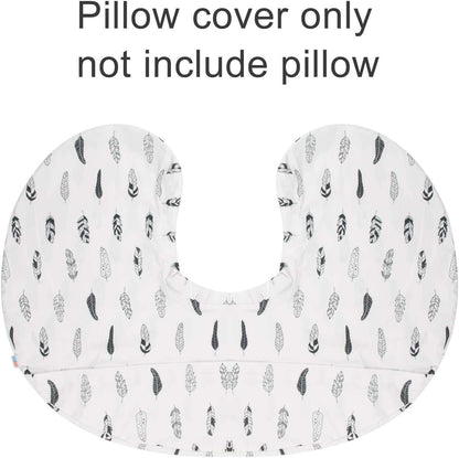 Nursing Pillow Cover Slipcover,100% Organic Cotton,Soft and Comfortable,Feathers Design,Maternity Breastfeeding Newborn Infant Feeding Cushion Cover, ZT01