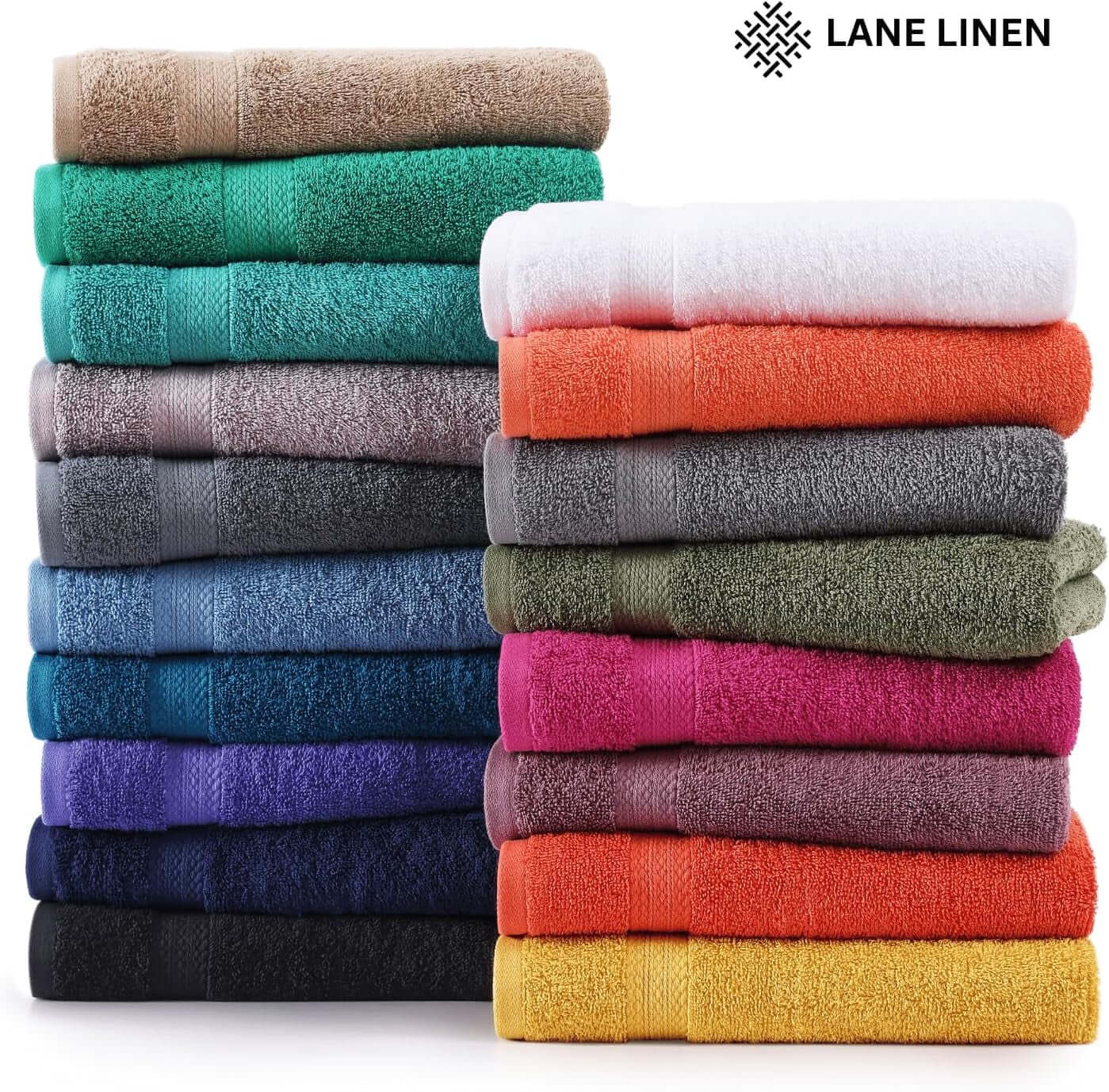 16 Piece Bath Towels - 100% Cotton Towels for Bathroom, Premium Quality, Highly Absorbent Bathroom Towel Set, Super Soft, 4 Bath Towels, 4 Hand Towels, 8 Wash Cloths - Taupe