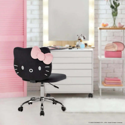 Impressions Vanity Hello Kitty Kawaii Swivel Vanity Chair with Adjustable Height, Adult (Black)