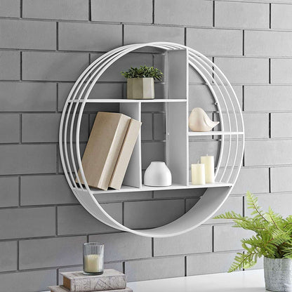 Gold Brooklyn Wall Shelf, round 3 Tier Wall Mounted Floating Shelf for Bathroom, Bedroom, Living Room Decor, Metal, Industrial, 27.5 Inches