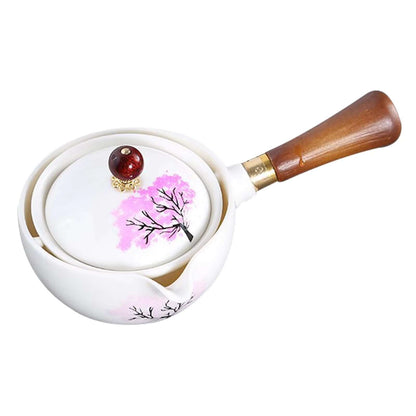 Porcelain Chinese Gongfu Tea Set Portable Teapot Set with 360 Rotation Tea Maker Heat-Resistant Tea Pot Gift for Christmas