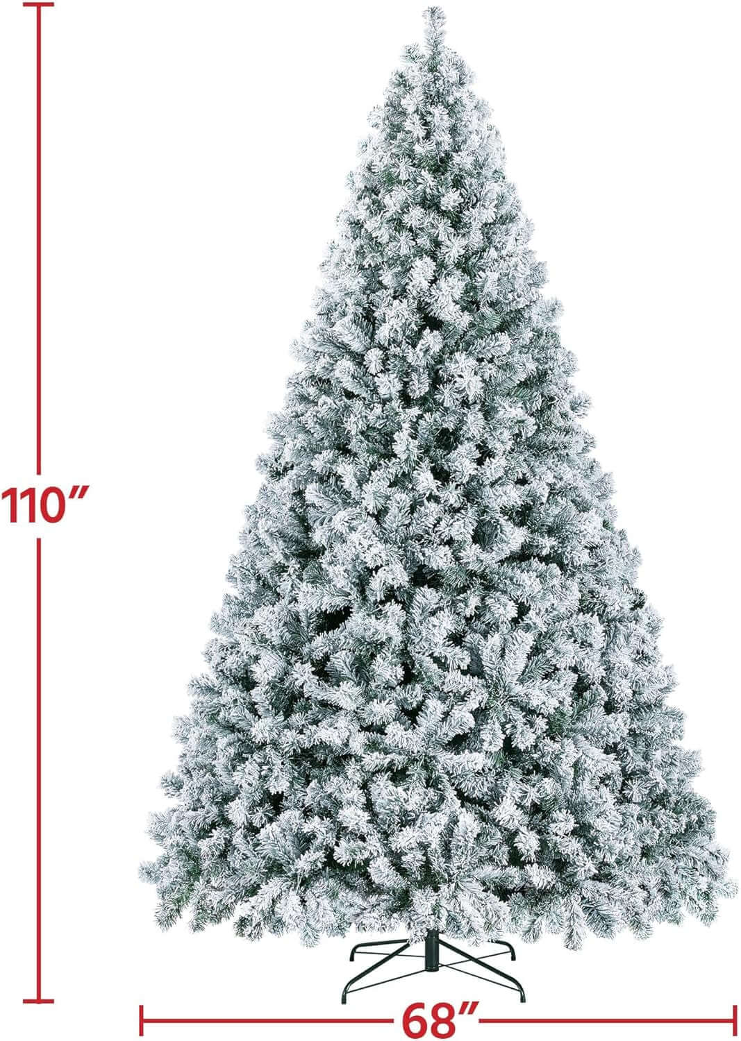 9Ft Pre-Lit Artificial Christmas Tree with Incandescent Warm White Lights, Snow Flocked Full Prelighted Xmas Tree with 2084 Branch Tips, 900 Incandescent Lights & Foldable Stand, White