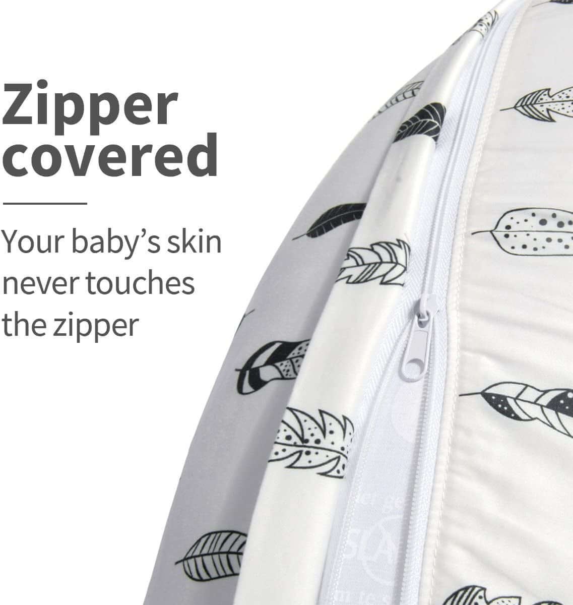 Nursing Pillow Cover Slipcover,100% Organic Cotton,Soft and Comfortable,Feathers Design,Maternity Breastfeeding Newborn Infant Feeding Cushion Cover, ZT01