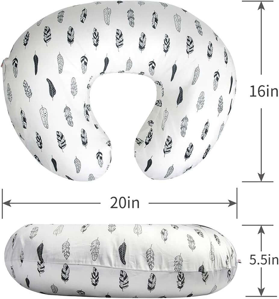 Nursing Pillow Cover Slipcover,100% Organic Cotton,Soft and Comfortable,Feathers Design,Maternity Breastfeeding Newborn Infant Feeding Cushion Cover, ZT01