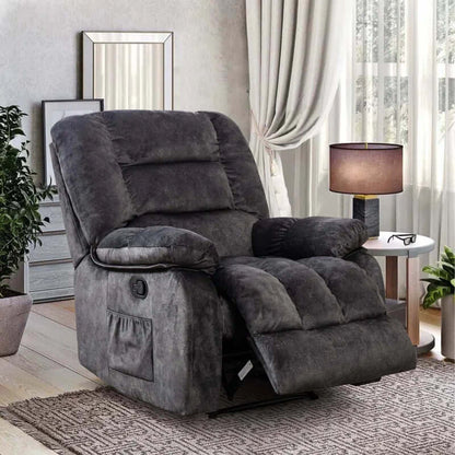 Lyquinn 37" Wide Modern and Super Soft Linen Blend Manual Reclining Chair with Massage Heating & Side Pocket