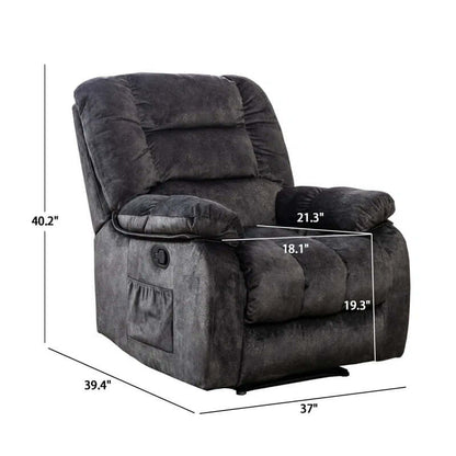 Lyquinn 37" Wide Modern and Super Soft Linen Blend Manual Reclining Chair with Massage Heating & Side Pocket