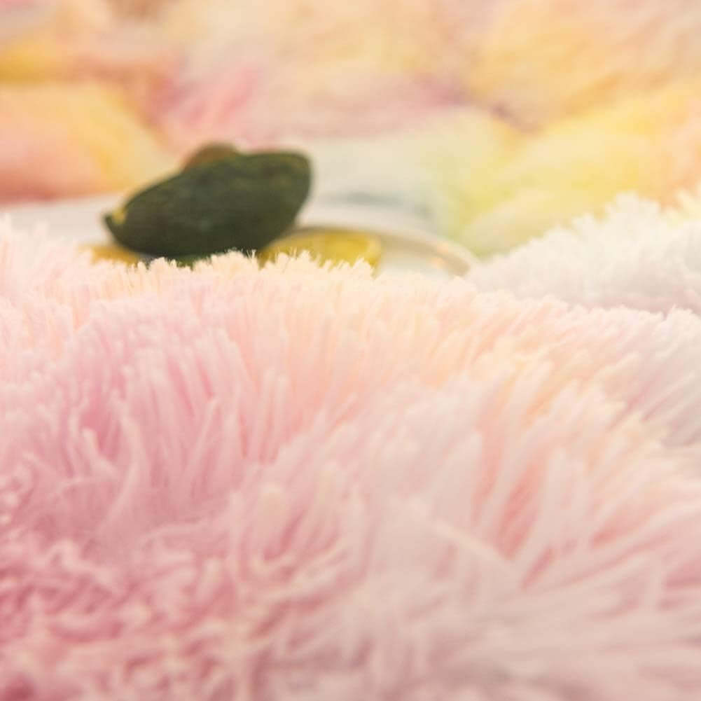 5 PCS Plush Shaggy Duvet Cover Sets, Luxury Shag Fluffy Comforter Cover Fuzzy Bedding Set - Long Faux Fur Flannel Ultra Soft Cozy (Ice Cream, Full/Queen)