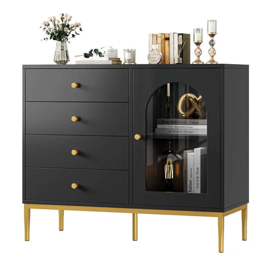 37.7'' Wide 1-Door Accent Cabinet with 4 Drawers