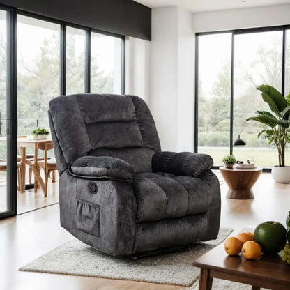 Lyquinn 37" Wide Modern and Super Soft Linen Blend Manual Reclining Chair with Massage Heating & Side Pocket