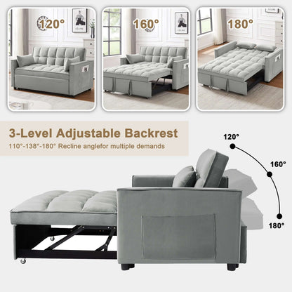 Loveseat Convertible Sleeper Sofa Bed, Gray