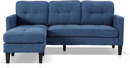 Convertible Sectional Sofa Couches for Living Room, L-Shaped Couch Modern Sofa Set with 3-Seat Couch and Reversible Chaise for Apartment and Small Space (Blue)