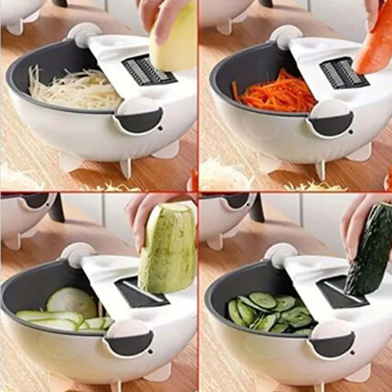 9 in One Drain Basket Vegetable Cutter Potato Slicer and Slicer Washing Basket Household Grater Drain Basket Vegetable Cutt