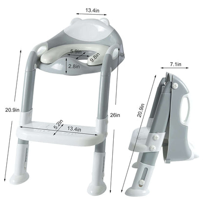 Toddlers Potty Training Toilet Seat Boys Girls, Kids Potty Training Seat Step Stool Ladder, Potty Chair (Gray/White)