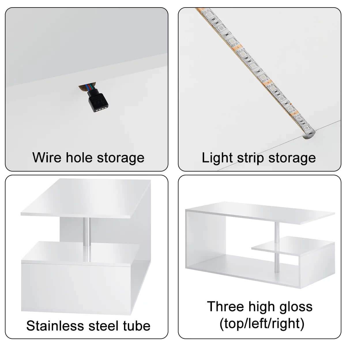 Hommpa Coffee Table with Storage & Display Shelves LED Coffee Table Center Cocktail Table for Living Room